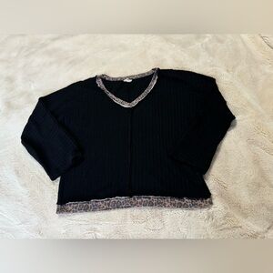 POL black top with leopard detailing. Size Medium